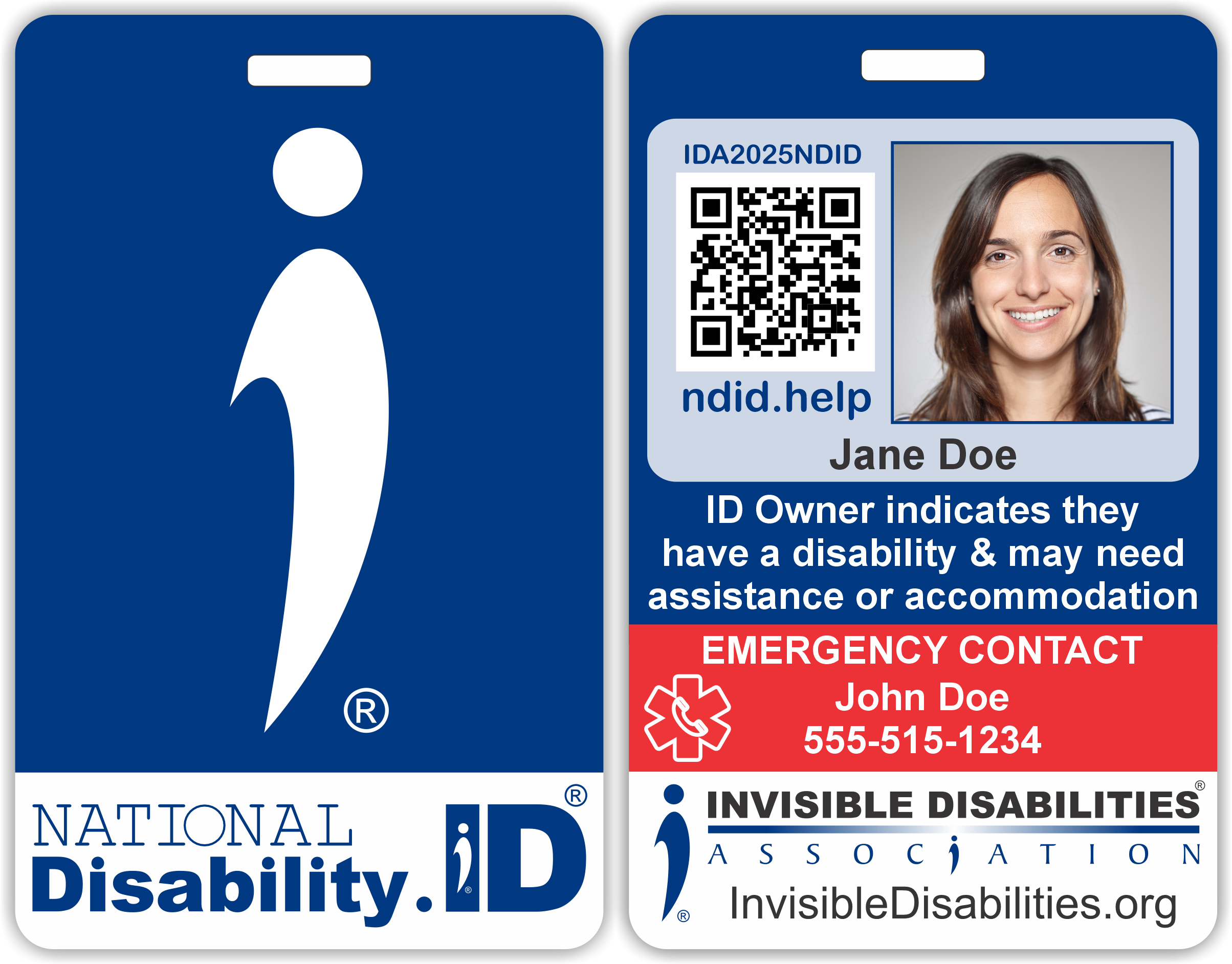 National Disability ID Card - Back - Front - Invisible Disabilities Association - Web image